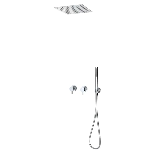 BiaoTeng Duschset Unterputz Decke Kopfbrause Regendusche Set Warm und Kalt Messing überkopfbrause Set Chrom von BiaoTeng
