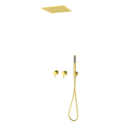 BiaoTeng Duschset Unterputz Decke Kopfbrause Regendusche Set Warm und Kalt Messing überkopfbrause Set Gold Gebürstet BiaoTeng Duschset Unterputz Decke Kopfbrause Regendusche Set Warm und Kalt Messing überkopfbrause Set Gold Gebürstet von BiaoTeng