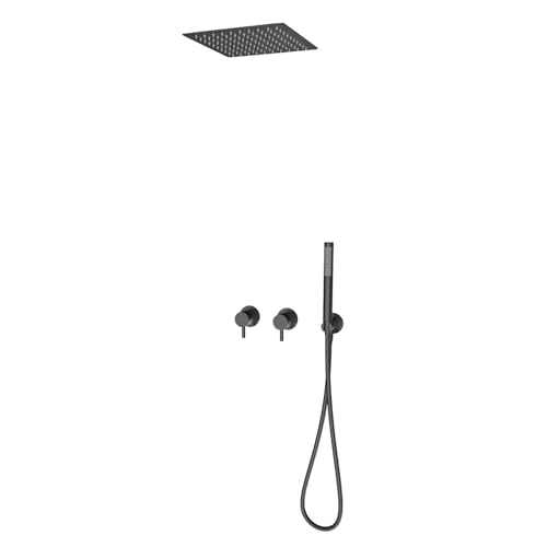 BiaoTeng Duschset Unterputz Decke Kopfbrause Regendusche Set Warm und Kalt Messing überkopfbrause Set Schwarz BiaoTeng Duschset Unterputz Decke Kopfbrause Regendusche Set Warm und Kalt Messing überkopfbrause Set Schwarz von BiaoTeng
