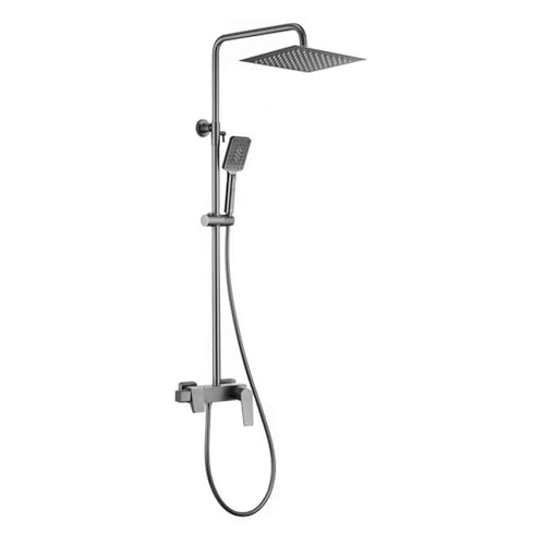 BiaoTeng Duschsystem mit Armatur Grau Duschgarnitur mit Regendusche 3 Strahlarten Warm und Kalt Dusche Komplett mit Armatur Messing von BiaoTeng