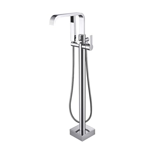 BiaoTeng Mischbatterie Badewanne Freistehend, Wasserfallarmatur mit Handbrause Messing Badewannenarmatur für Freistehende Badewanne, Chrom BiaoTeng Mischbatterie Badewanne Freistehend, Wasserfallarmatur mit Handbrause Messing Badewannenarmatur für Freistehende Badewanne, Chrom von BiaoTeng