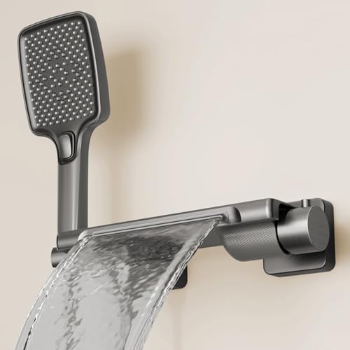 BiaoTeng Mischbatterie Badewanne mit Brause Wand Wasserfall Heiß und Kalt Messing 2 Funktionen Badewannenarmatur mit Handbrause Wannenarmatur Grau BiaoTeng Mischbatterie Badewanne mit Brause Wand Wasserfall Heiß und Kalt Messing 2 Funktionen Badewannenarmatur mit Handbrause Wannenarmatur Grau von BiaoTeng