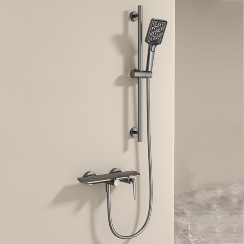 BiaoTeng Mischbatterie Badewanne mit Brause und Duschstange Wasserhahn Badewanne Wasserfall Einhebelmischer 3 Strahlarten Warm und Kalt Wannenarmatur mit Brause Grau BiaoTeng Mischbatterie Badewanne mit Brause und Duschstange Wasserhahn Badewanne Wasserfall Einhebelmischer 3 Strahlarten Warm und Kalt Wannenarmatur mit Brause Grau von BiaoTeng