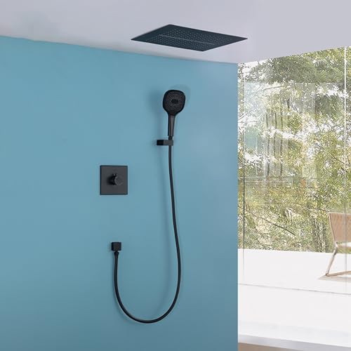 BiaoTeng Regendusche Unterputz Decke Dusche Komplett Set Wasserfall 3 Modus Warm und Kalt Messing Duschkopf Regendusche Set Schwarz BiaoTeng Regendusche Unterputz Decke Dusche Komplett Set Wasserfall 3 Modus Warm und Kalt Messing Duschkopf Regendusche Set Schwarz von BiaoTeng