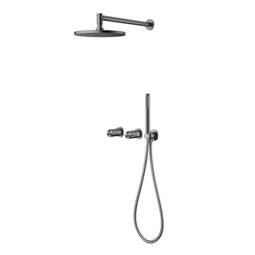 BiaoTeng Regendusche Unterputz Komplett Set Warm und Kalt Duscharmatur Messing Unterputz Armatur Duschgarnitur Grau BiaoTeng Regendusche Unterputz Komplett Set Warm und Kalt Duscharmatur Messing Unterputz Armatur Duschgarnitur Grau von BiaoTeng