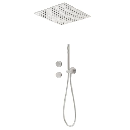 BiaoTeng Unterputz Duscharmatur Set Deckenmontage Warm und Kalt Messing Kopfbrause Regendusche Set Silber Gebürstet BiaoTeng Unterputz Duscharmatur Set Deckenmontage Warm und Kalt Messing Kopfbrause Regendusche Set Silber Gebürstet von BiaoTeng
