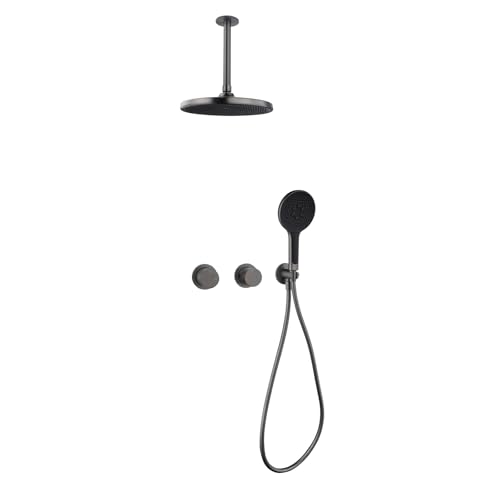 BiaoTeng Unterputz Duschsystem Decke überkopfbrause Set 3 Modus Warm und Kalt Messing Regendusche Unterputz Komplett Set Grau BiaoTeng Unterputz Duschsystem Decke überkopfbrause Set 3 Modus Warm und Kalt Messing Regendusche Unterputz Komplett Set Grau von BiaoTeng