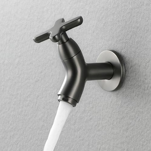 BiaoTeng Wandmontierter Wasserhahn Kaltwasser Armatur Wandmontage Einhandmischer Messing Außenwasserhahn Wand Mop Pool Wasserhahn Grau von BiaoTeng