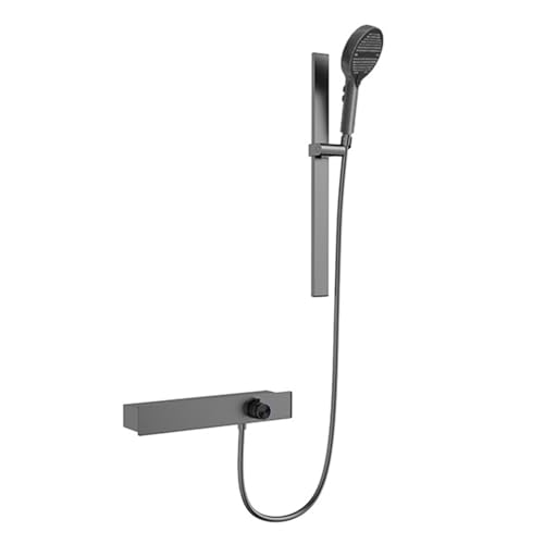 BiaoTeng Wannenarmatur mit Brause Wasserfall Badewannenarmatur mit Duschstange 4 Strahlarten Warm und Kalt Armatur Badezimmer Badewanne mit Dusche Grau von BiaoTeng