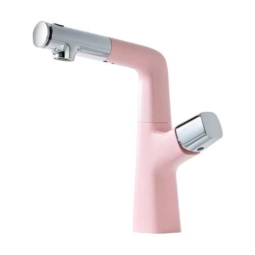 BiaoTeng Waschbecken Armaturen Ausziehbar Bad 3 Modus Warm und Kalt Messing Badezimmer Wasserhahn mit Ausziehbarer Brause Pink + Silber BiaoTeng Waschbecken Armaturen Ausziehbar Bad 3 Modus Warm und Kalt Messing Badezimmer Wasserhahn mit Ausziehbarer Brause Pink + Silber von BiaoTeng
