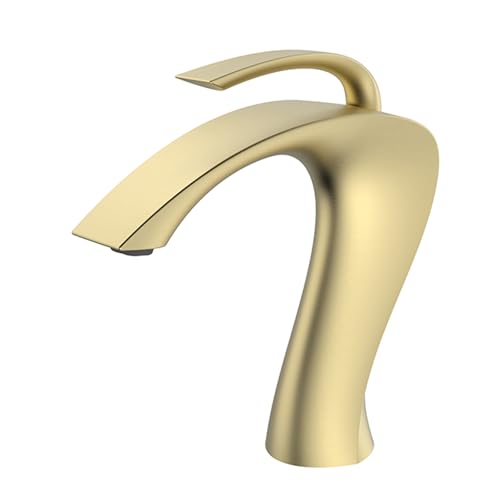 BiaoTeng Waschtischarmatur Gebürstetes Gold Warm und Kalt Mischbatterie Waschbecken Messing Armatur Bad Einhebelmischer BiaoTeng Waschtischarmatur Gebürstetes Gold Warm und Kalt Mischbatterie Waschbecken Messing Armatur Bad Einhebelmischer von BiaoTeng
