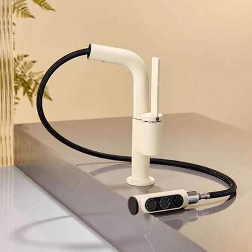 BiaoTeng Wasserhahn Bad mit Brause Ausziehbar Waschbecken 3 Strahlarten Warm und Kalt Messing Badarmatur mit Ausziehbarer Brause Milch Weiß BiaoTeng Wasserhahn Bad mit Brause Ausziehbar Waschbecken 3 Strahlarten Warm und Kalt Messing Badarmatur mit Ausziehbarer Brause Milch Weiß von BiaoTeng
