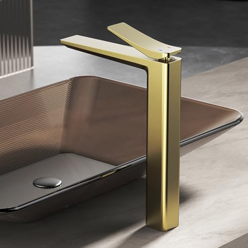 BiaoTeng Wasserhahn Badezimmer Waschbecken Gold Waschtischarmatur Warm und Kalt Mischbatterie Waschbecken Einhebelmischer Messing Hoch BiaoTeng Wasserhahn Badezimmer Waschbecken Gold Waschtischarmatur Warm und Kalt Mischbatterie Waschbecken Einhebelmischer Messing Hoch von BiaoTeng