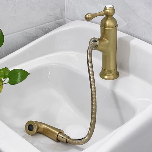 BiaoTeng Wasserhahn mit Ausziehbarer Brause Bad Warm und Kalt Einhebelmischer Messing Mischbatterie Waschbecken Ausziehbar Gold Gebürstet BiaoTeng Wasserhahn mit Ausziehbarer Brause Bad Warm und Kalt Einhebelmischer Messing Mischbatterie Waschbecken Ausziehbar Gold Gebürstet von BiaoTeng