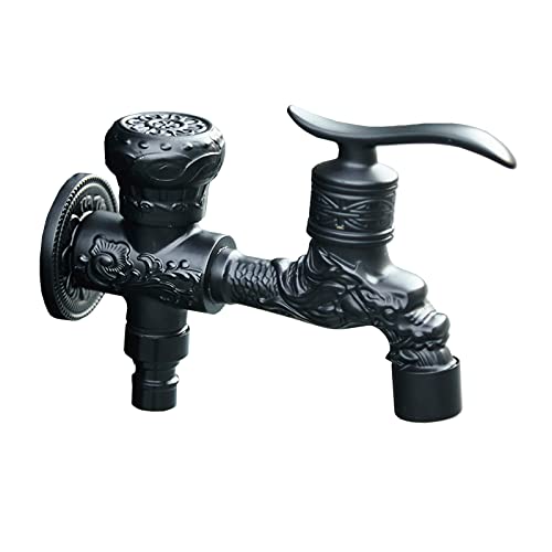 BiaoTeng waschmaschine wasserhahn 1/2 messing waschtischarmatur wasserhahn antik aussen wasserhahn antik küche einhebelmischer Wasserhahn mopp wasserhahn für Garten-Badezimmer,schwarz c von BiaoTeng