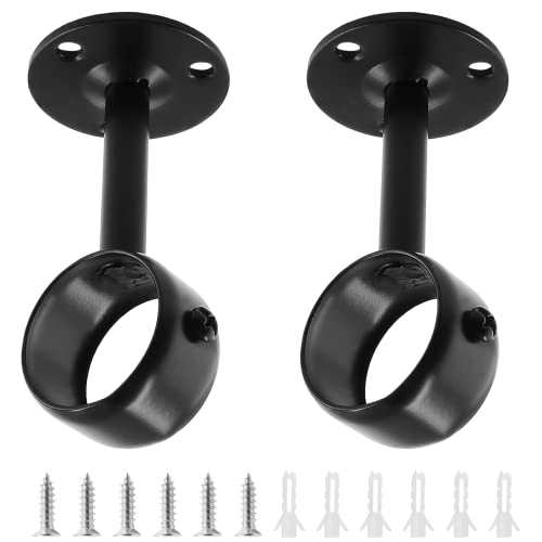 Biaungdo 2 Stück 3,8 cm Gardinenstange Deckenhalterung Edelstahl Flansch Stange Halter Dusche Schrank Stange Halter Decke Vorhangstange Halterungen mit Anker Schraube Kit Schwarz Verriegelung Design von Biaungdo