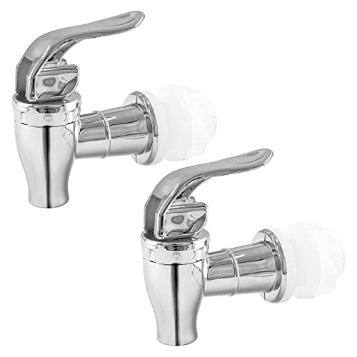 Biaungdo 2 Stück Ersatz-Zapfhahn für Getränkespender, silberner Push-Stil, Getränkespender, Karaffee, Zapfen, Wasserspender, Ersatzauslauf, Wasserhahn von Biaungdo