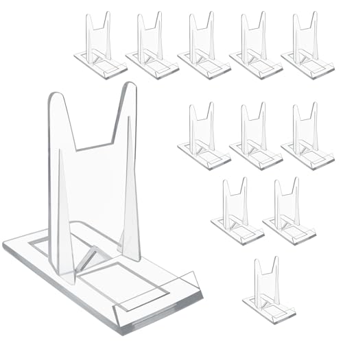 Biaungdo Buchständer aus Acryl, verstellbar, transparent, Staffelei, Sammlerständer, kompakter Schreibtischständer für Fotos, Postkarten, Zeitschriften, Kunstwerke, 12 Stück von Biaungdo