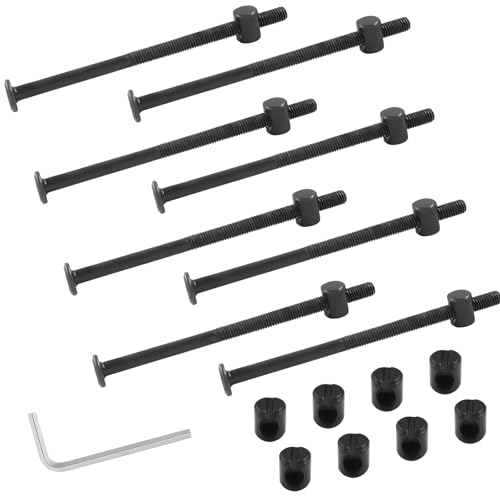 Biaungdo Etagenbettschrauben M6 x 110 mm Innensechskantschrauben Möbelmuttern für Kinderbett Babybett mit Schlüssel (Schwarz, 12 Stück) von Biaungdo