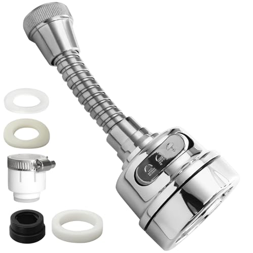 Biaungdo Küchenarmatur-Aufsatz, 360° drehbar, 3 Modi, verstellbare Spüle, Belüfter, Verlängerung, Wasserhahnkopf, Küchenspüle, Wasserhahnkopf, Spritzwasserhahn zum Wassersparen von Biaungdo