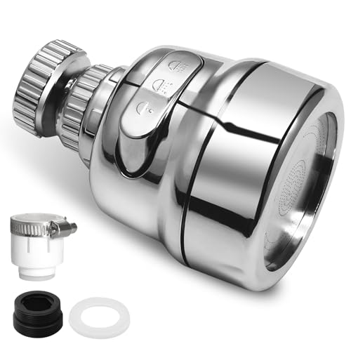 Biaungdo Küchenarmaturkopf, 360 ° drehbar, 3 Modi, verstellbarer Wasserhahn-Sprayer Head, Ersatz, Küchenspüle, Wasserhahnkopf, Spritzwasserhahn zum Wassersparen von Biaungdo