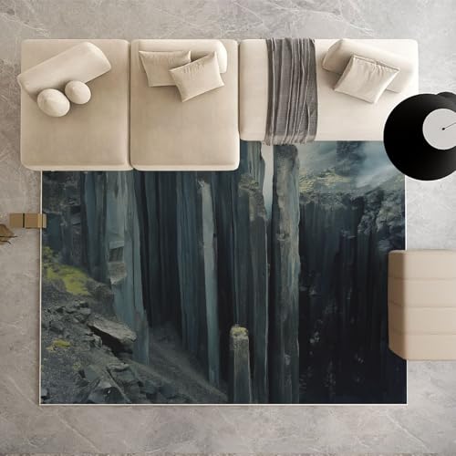 Biauyaii Abstrakte Stein Teppich Schlafzimmer 240 x 340 cm Felsen Wasserfall Teppiche rutschfest Waschbarer RugCarpet Weiche Kurzflor für Küche Esszimmer Kinderzimmer von Biauyaii