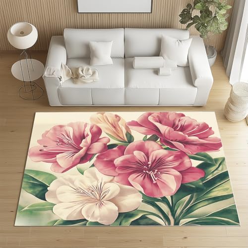 Biauyaii Blühen Blumen Kamelie Teppich Wohnzimmer Weicher rutschfest 120 x 170 cm Pflanze Blumenmuster Carpet Waschbarer Kurzflor Flanell Rug für Schlafzimmer kinderteppich Bettvorleger Küche Biauyaii Blühen Blumen Kamelie Teppich Wohnzimmer Weicher rutschfest 120 x 170 cm Pflanze Blumenmuster Carpet Waschbarer Kurzflor Flanell Rug für Schlafzimmer kinderteppich Bettvorleger Küche von Biauyaii