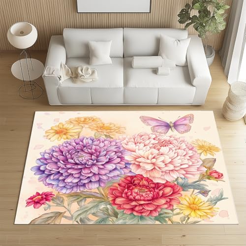 Biauyaii Buntes Chrysantheme Teppich Kinderzimmer Waschbarer rutschfest Rug Blumen Schmetterling Teppich Weiche Kurzflor 80 x 150 cm Carpet für Wohnzimmer Schlafzimmer Bürostuhl Küche Biauyaii Buntes Chrysantheme Teppich Kinderzimmer Waschbarer rutschfest Rug Blumen Schmetterling Teppich Weiche Kurzflor 80 x 150 cm Carpet für Wohnzimmer Schlafzimmer Bürostuhl Küche von Biauyaii