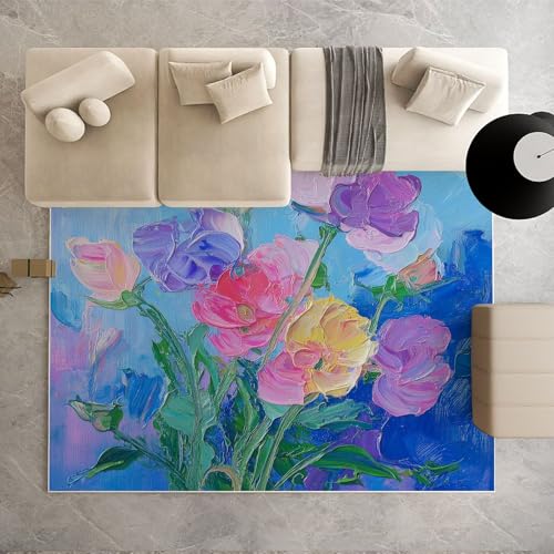 Biauyaii Buntes Ölgemälde Blumen Teppich Kinderzimmer Waschbarer rutschfest Rug Vintage Malerei Teppich Weiche Kurzflor 60 x 110 cm Carpet für Wohnzimmer Schlafzimmer Bürostuhl Küche Biauyaii Buntes Ölgemälde Blumen Teppich Kinderzimmer Waschbarer rutschfest Rug Vintage Malerei Teppich Weiche Kurzflor 60 x 110 cm Carpet für Wohnzimmer Schlafzimmer Bürostuhl Küche von Biauyaii