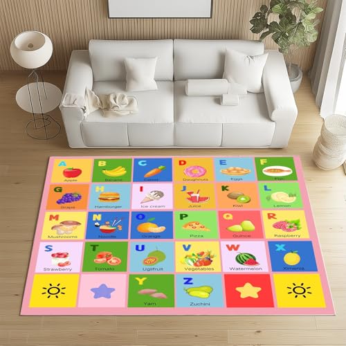 Biauyaii Buntes Quadrat Obst Teppich Wohnzimmer Weicher rutschfest 160 x 230 cm Cartoon Frucht Nummer Carpet Waschbarer Kurzflor Flanell Rug für Schlafzimmer kinderteppich Bettvorleger Küche Biauyaii Buntes Quadrat Obst Teppich Wohnzimmer Weicher rutschfest 160 x 230 cm Cartoon Frucht Nummer Carpet Waschbarer Kurzflor Flanell Rug für Schlafzimmer kinderteppich Bettvorleger Küche von Biauyaii