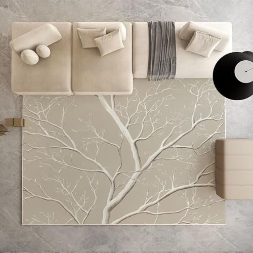 Biauyaii Filialen Weiß Teppich Kinderzimmer Waschbarer rutschfest Rug Moderner Ästhetik Teppich Weiche Kurzflor 100 x 160 cm Carpet für Wohnzimmer Schlafzimmer Bürostuhl Küche von Biauyaii