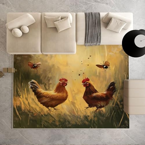 Biauyaii Hahn Tiere Insekt Wiese Teppich Kinderzimmer Waschbarer rutschfest Rug Rustikaler Teppich Weiche Kurzflor 100 x 160 cm Carpet für Wohnzimmer Schlafzimmer Bürostuhl Küche Biauyaii Hahn Tiere Insekt Wiese Teppich Kinderzimmer Waschbarer rutschfest Rug Rustikaler Teppich Weiche Kurzflor 100 x 160 cm Carpet für Wohnzimmer Schlafzimmer Bürostuhl Küche von Biauyaii