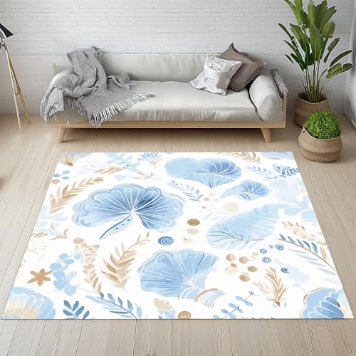 Biauyaii Hülse Meereslebewesen Teppich Kinderzimmer Waschbarer rutschfest Rug Algen Meer Teppich Weiche Kurzflor 80 x 150 cm Carpet für Wohnzimmer Schlafzimmer Bürostuhl Küche von Biauyaii
