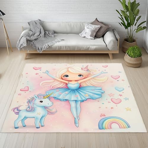 Biauyaii Karikatur Mädchen Regenbogen Teppich Wohnzimmer Weicher rutschfest 120 x 170 cm Niedlich Pferd Carpet Waschbarer Kurzflor Flanell Rug für Schlafzimmer kinderteppich Bettvorleger Küche Biauyaii Karikatur Mädchen Regenbogen Teppich Wohnzimmer Weicher rutschfest 120 x 170 cm Niedlich Pferd Carpet Waschbarer Kurzflor Flanell Rug für Schlafzimmer kinderteppich Bettvorleger Küche von Biauyaii