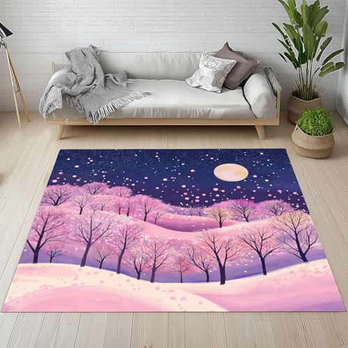 Biauyaii Kirschblütenbaum Dschungel Teppich Wohnzimmer Weicher rutschfest 160 x 230 cm Mond Sternenhimmel Carpet Waschbarer Kurzflor Flanell Rug für Schlafzimmer kinderteppich Bettvorleger Küche Biauyaii Kirschblütenbaum Dschungel Teppich Wohnzimmer Weicher rutschfest 160 x 230 cm Mond Sternenhimmel Carpet Waschbarer Kurzflor Flanell Rug für Schlafzimmer kinderteppich Bettvorleger Küche von Biauyaii