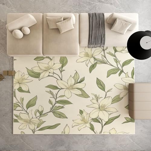 Biauyaii Magnolienblüten hellgelb Teppich Schlafzimmer 200 x 300 cm Blumenzweige Pastoral Teppiche rutschfest Waschbarer RugCarpet Weiche Kurzflor für Küche Esszimmer Kinderzimmer Biauyaii Magnolienblüten hellgelb Teppich Schlafzimmer 200 x 300 cm Blumenzweige Pastoral Teppiche rutschfest Waschbarer RugCarpet Weiche Kurzflor für Küche Esszimmer Kinderzimmer von Biauyaii