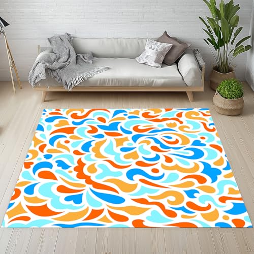 Biauyaii Moderner Artistic Teppich Kinderzimmer Waschbarer rutschfest Rug Abstrakte Bunt Wassertropfen Teppich Weiche Kurzflor 60 x 110 cm Carpet für Wohnzimmer Schlafzimmer Bürostuhl Küche von Biauyaii