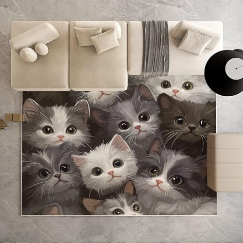 Biauyaii Niedlich Kätzchen Teppich Schlafzimmer 180 x 270 cm Kawaii Katze Teppiche rutschfest Waschbarer RugCarpet Weiche Kurzflor für Küche Esszimmer Kinderzimmer Biauyaii Niedlich Kätzchen Teppich Schlafzimmer 180 x 270 cm Kawaii Katze Teppiche rutschfest Waschbarer RugCarpet Weiche Kurzflor für Küche Esszimmer Kinderzimmer von Biauyaii