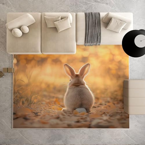 Biauyaii Niedlich Kaninchen Teppich Wohnzimmer Weicher rutschfest 120 x 170 cm Waldtiere Wiese Carpet Waschbarer Kurzflor Flanell Rug für Schlafzimmer kinderteppich Bettvorleger Küche Biauyaii Niedlich Kaninchen Teppich Wohnzimmer Weicher rutschfest 120 x 170 cm Waldtiere Wiese Carpet Waschbarer Kurzflor Flanell Rug für Schlafzimmer kinderteppich Bettvorleger Küche von Biauyaii