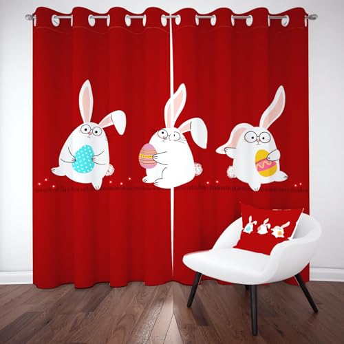 Biauyaii Niedlich Kaninchen Vorhang Blackout mit Ösen Karikatur Tiere Gardinen Blickdicht Wohnzimmer Schlafzimmer Vorhänge Thermovorhang Fenster Verdunkelung H280 x B175 cm (2er Pack) von Biauyaii