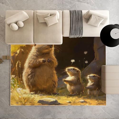Biauyaii Niedlich Murmeltier Teppich Kinderzimmer Waschbarer rutschfest Rug Tiere Wiese Teppich Weiche Kurzflor 80 x 150 cm Carpet für Wohnzimmer Schlafzimmer Bürostuhl Küche Biauyaii Niedlich Murmeltier Teppich Kinderzimmer Waschbarer rutschfest Rug Tiere Wiese Teppich Weiche Kurzflor 80 x 150 cm Carpet für Wohnzimmer Schlafzimmer Bürostuhl Küche von Biauyaii