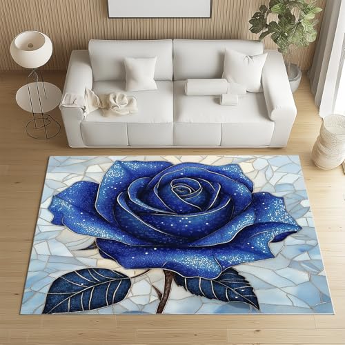 Biauyaii Stieg Blau Ästhetik Teppich Wohnzimmer Weicher rutschfest 140 x 200 cm Glas Riss Artistic Carpet Waschbarer Kurzflor Flanell Rug für Schlafzimmer kinderteppich Bettvorleger Küche Biauyaii Stieg Blau Ästhetik Teppich Wohnzimmer Weicher rutschfest 140 x 200 cm Glas Riss Artistic Carpet Waschbarer Kurzflor Flanell Rug für Schlafzimmer kinderteppich Bettvorleger Küche von Biauyaii