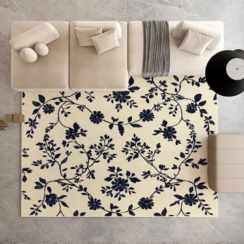 Biauyaii Tradition Blumenmuster Teppich Kinderzimmer Waschbarer rutschfest Rug Vintage Ranken Schwarz Teppich Weiche Kurzflor 100 x 160 cm Carpet für Wohnzimmer Schlafzimmer Bürostuhl Küche Biauyaii Tradition Blumenmuster Teppich Kinderzimmer Waschbarer rutschfest Rug Vintage Ranken Schwarz Teppich Weiche Kurzflor 100 x 160 cm Carpet für Wohnzimmer Schlafzimmer Bürostuhl Küche von Biauyaii