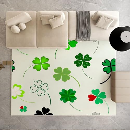Biauyaii Vierblättriges Kleeblatt Teppich Kinderzimmer Waschbarer rutschfest Rug Blatt Grün Teppich Weiche Kurzflor 100 x 160 cm Carpet für Wohnzimmer Schlafzimmer Bürostuhl Küche Biauyaii Vierblättriges Kleeblatt Teppich Kinderzimmer Waschbarer rutschfest Rug Blatt Grün Teppich Weiche Kurzflor 100 x 160 cm Carpet für Wohnzimmer Schlafzimmer Bürostuhl Küche von Biauyaii