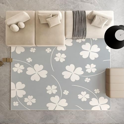 Biauyaii Vierblättriges Kleeblatt Teppich Schlafzimmer 200 x 300 cm Blatt Weiß Modern Teppiche rutschfest Waschbarer RugCarpet Weiche Kurzflor für Küche Esszimmer Kinderzimmer Biauyaii Vierblättriges Kleeblatt Teppich Schlafzimmer 200 x 300 cm Blatt Weiß Modern Teppiche rutschfest Waschbarer RugCarpet Weiche Kurzflor für Küche Esszimmer Kinderzimmer von Biauyaii
