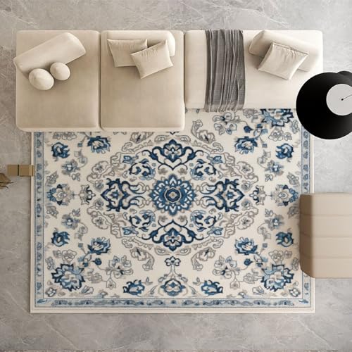 Biauyaii Vintage Paisley Teppich Kinderzimmer Waschbarer rutschfest Rug Böhmen Ästhetik Teppich Weiche Kurzflor 100 x 160 cm Carpet für Wohnzimmer Schlafzimmer Bürostuhl Küche von Biauyaii