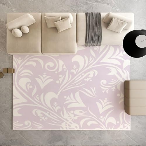 Biauyaii Vintage Welle Blumen Streifen Teppich Wohnzimmer Weicher rutschfest 160 x 230 cm Moderner Ästhetik Carpet Waschbarer Kurzflor Flanell Rug für Schlafzimmer kinderteppich Bettvorleger Küche von Biauyaii