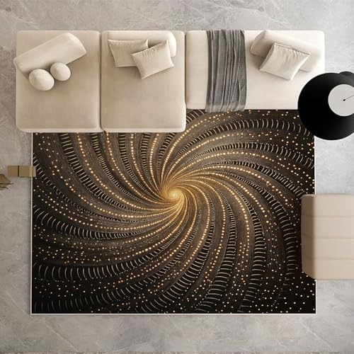Biauyaii Wirbel Gold Teppich Kinderzimmer Waschbarer rutschfest Rug Science Fiction Teppich Weiche Kurzflor 100 x 160 cm Carpet für Wohnzimmer Schlafzimmer Bürostuhl Küche Biauyaii Wirbel Gold Teppich Kinderzimmer Waschbarer rutschfest Rug Science Fiction Teppich Weiche Kurzflor 100 x 160 cm Carpet für Wohnzimmer Schlafzimmer Bürostuhl Küche von Biauyaii