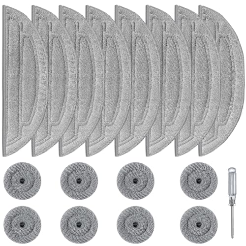 17 Stück Wischtücher Set für Roborock S8 MaxV Ultra/S8 Max Ultra Saugroboter, 8 Hauptmopp und 8 Seitenmopp, Mikrofaser VibraRise 3.0 Wischsystem Zubehör Wischmopp Vibrationsmopp 1 Schraubendreher von Bibemorol