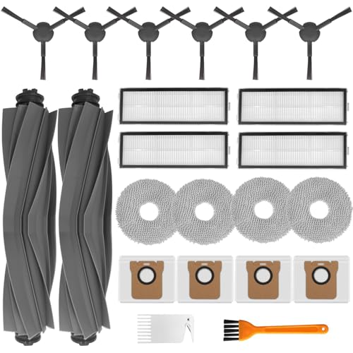 Bibemorol Zubehör für Dreame L10s Ultra / L10 Ultra Roboter Staubsauger, Zubehörset mit 2 Hauptbürste, 4 staubbeutel, 4 HEPA Filter, 4 Wischtücher, 6 Seitenbürsten, 2 Reinigungsbürsten(Schwarz) von Bibemorol